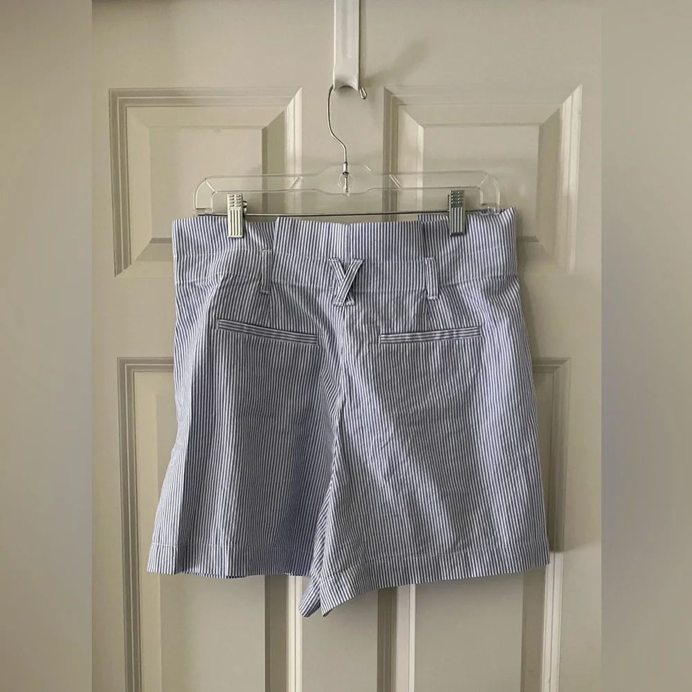 J.Crew Blue White Stripe Seersucker Paper Bag High Rise Shorts Cotton 10